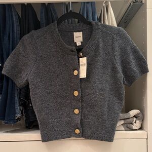 Maeve Charcoal Cardigan with Gold Buttons